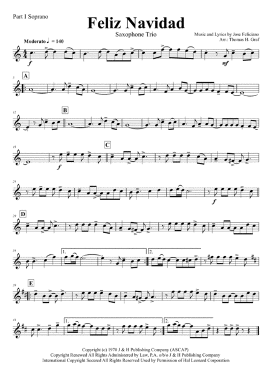 Feliz Navidad Woodwind Trio scores gallery preview page 3