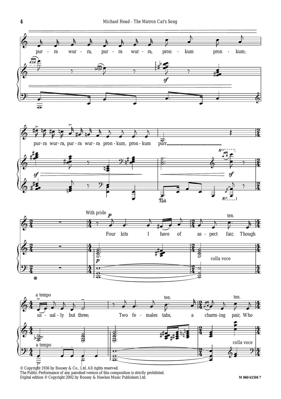 The Matron Cat's Song The Matron Cat's Song Piano, Vocal scores gallery preview page 4