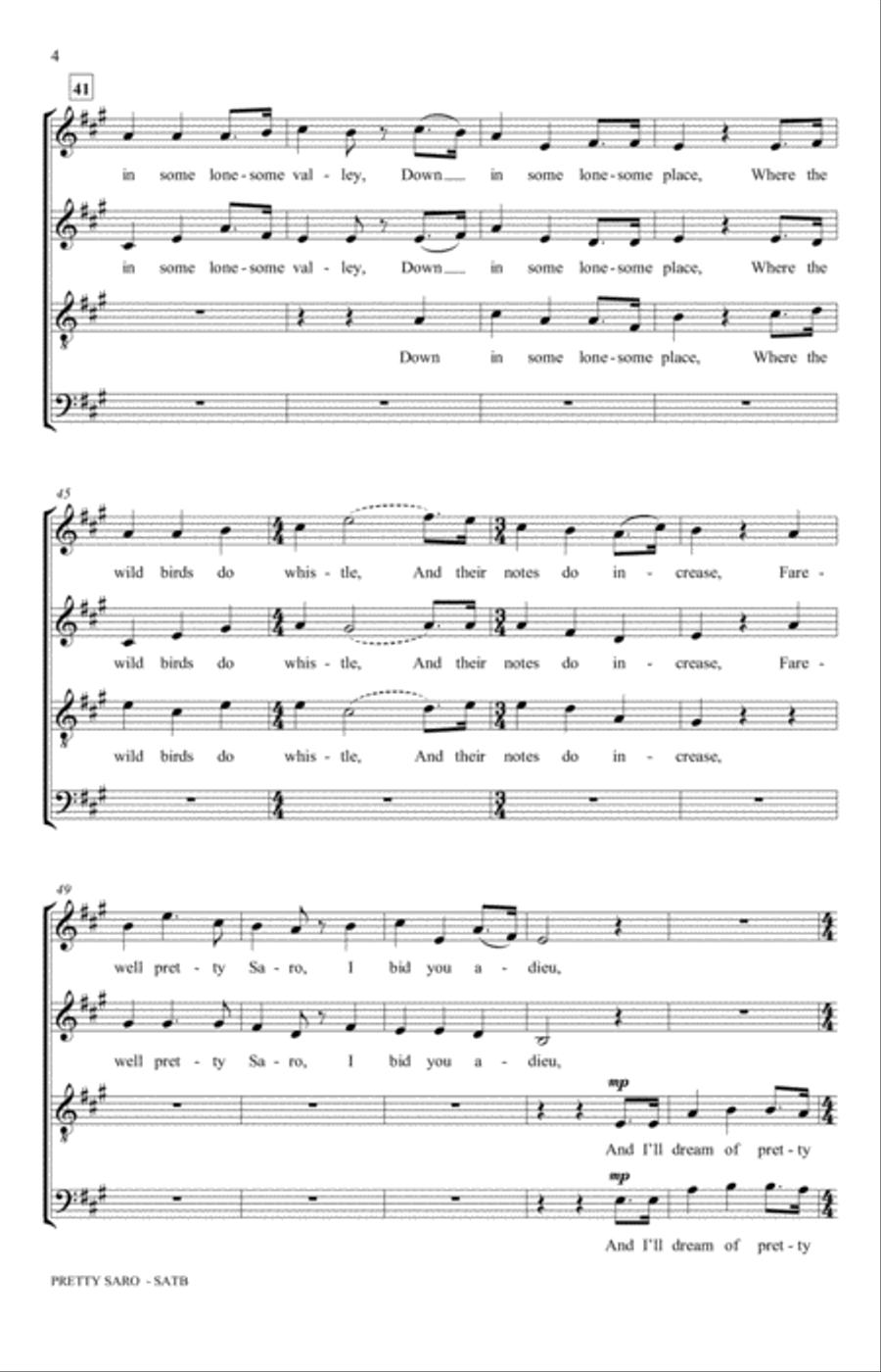 Pretty Saro (No. 2 from Appalachian Stories) 4-Part scores gallery preview page 4