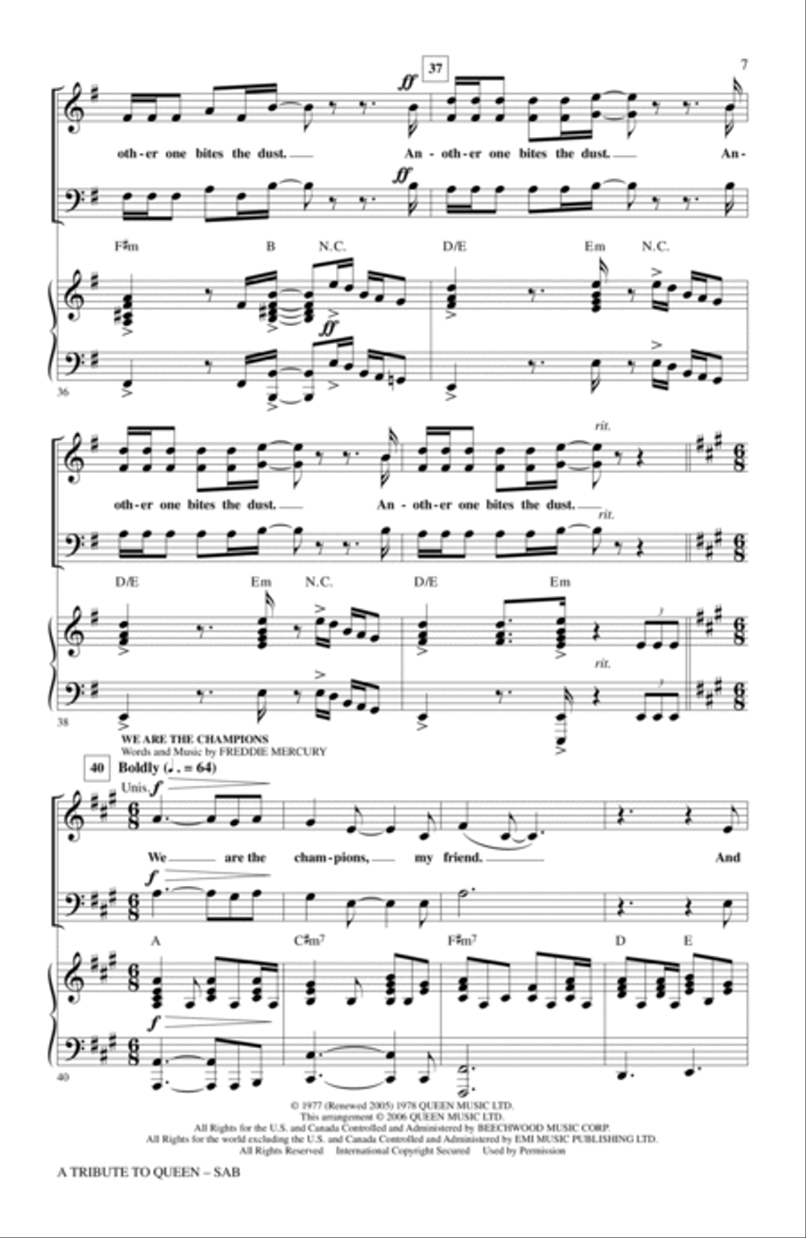 A Tribute To Queen (Medley) (arr. Mark Brymer) 3-Part scores gallery preview page 6
