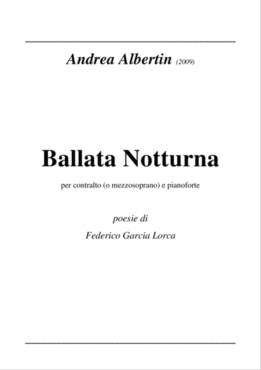 Ballata Notturna Alto Voice scores gallery preview page 1