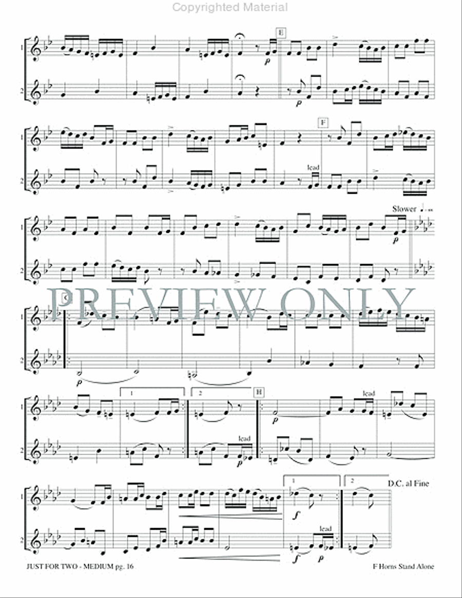 Just for Two Medium (stand alone version) Brass Duet scores gallery preview page 18