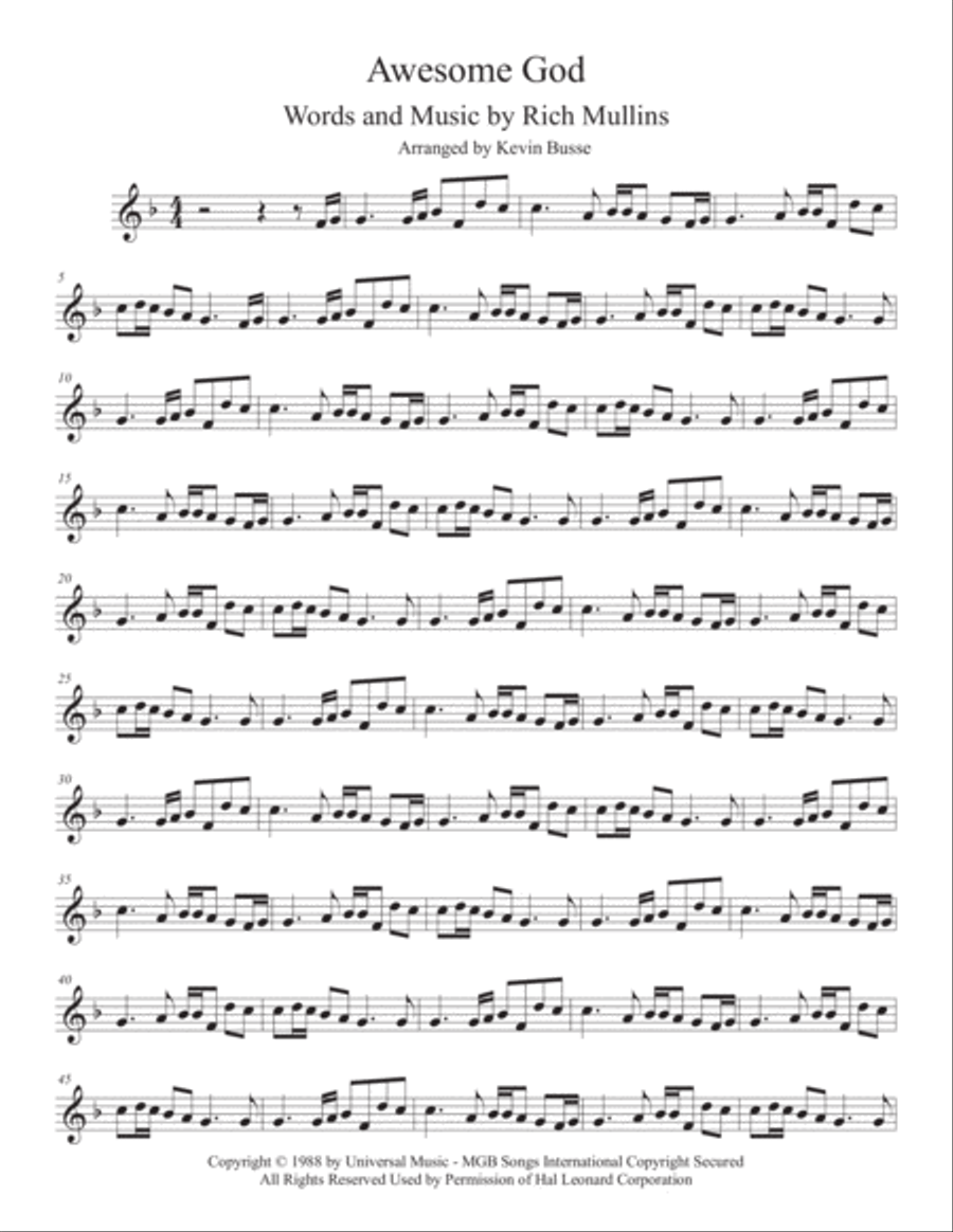 Awesome God Flute Solo scores gallery preview page 1