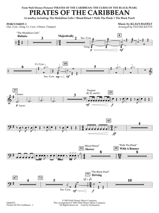 Pirates of the Caribbean (Medley) (arr. Ted Ricketts) - Percussion 1