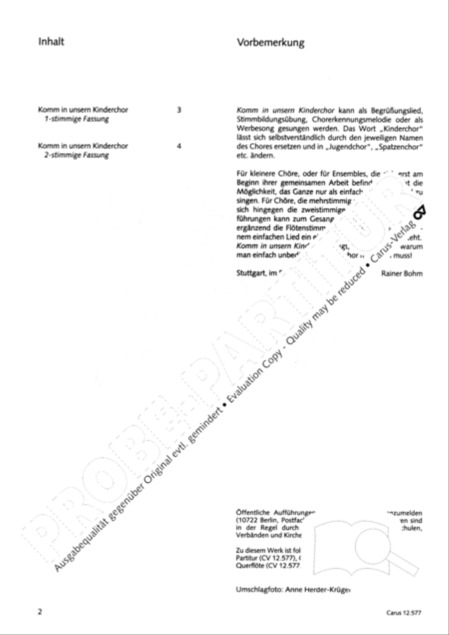 Komm in unsern Kinderchor 2-Part scores gallery preview page 3