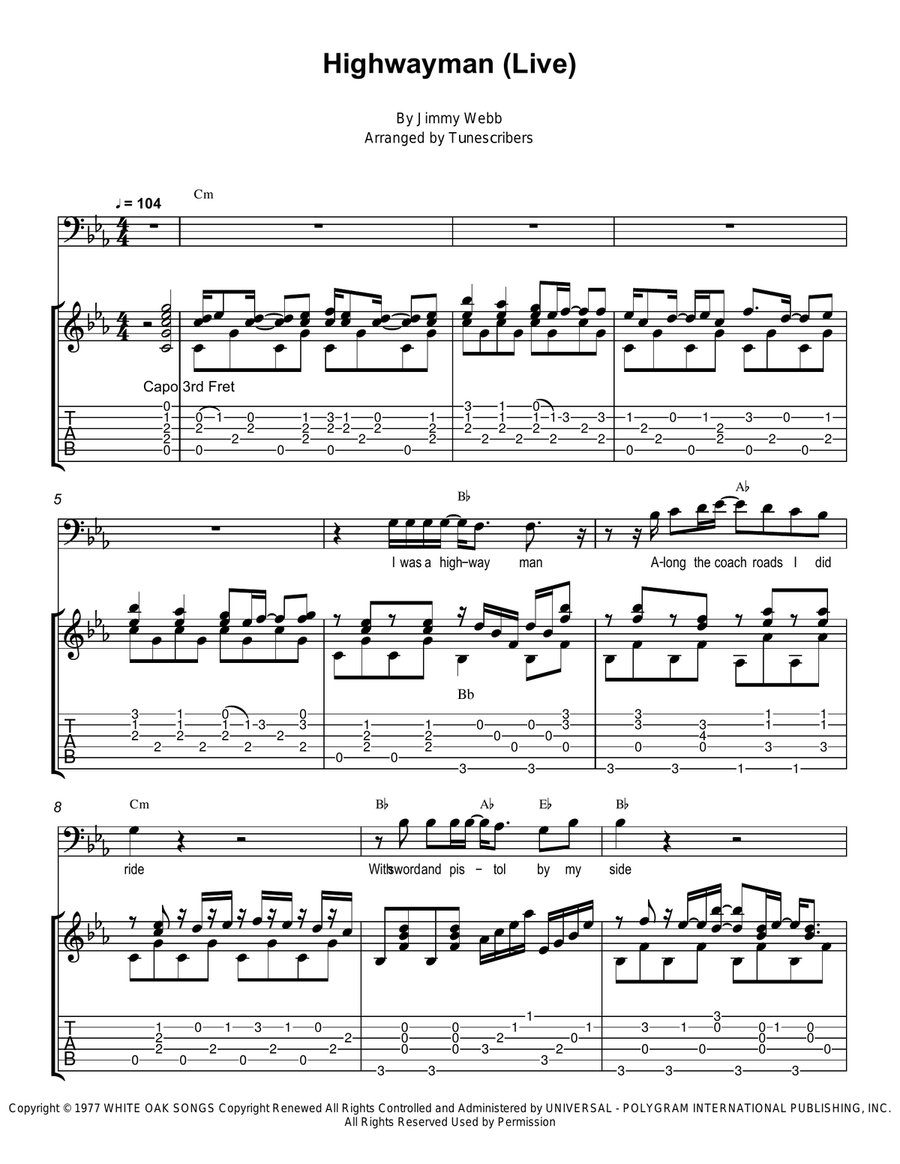 Highwayman (Live) Acoustic Guitar scores gallery preview page 1