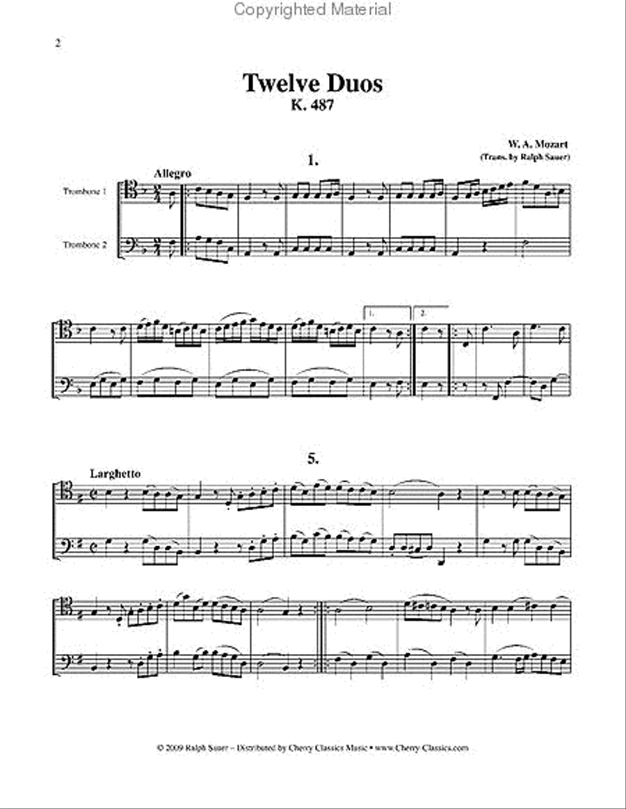 Twelve Duos for Two Trombones Trombone Duet scores gallery preview page 3