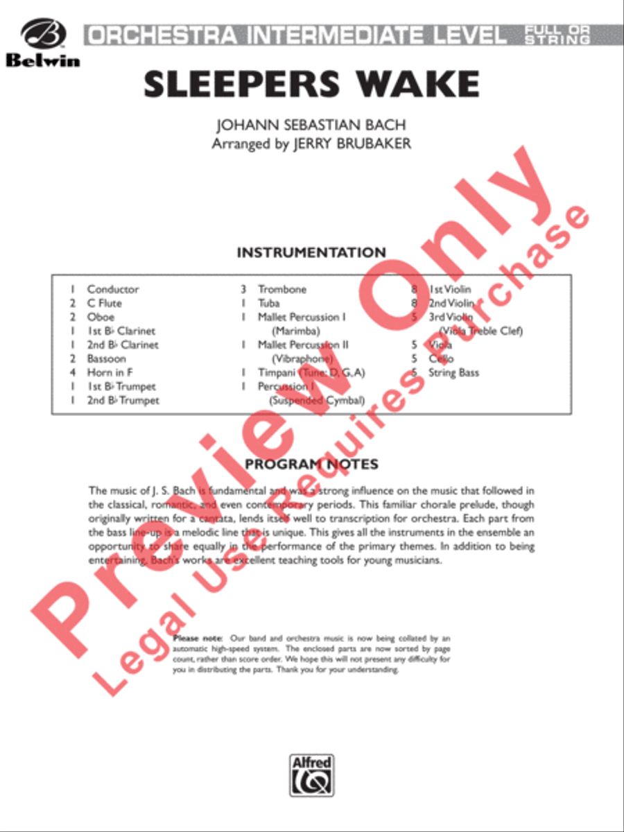 Sleepers Wake (More of the Best of Bach) Full Orchestra scores gallery preview page 2