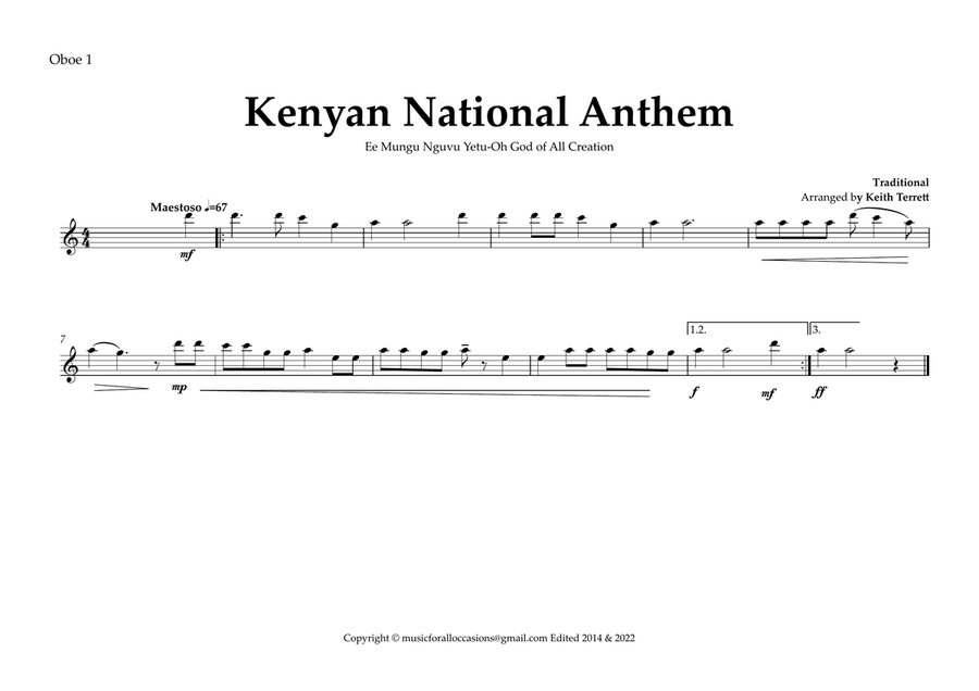 Kenyan National Anthem for Orchestra ( Orchestre national d'Île-de-France Edition) Full Orchestra scores gallery preview page 5