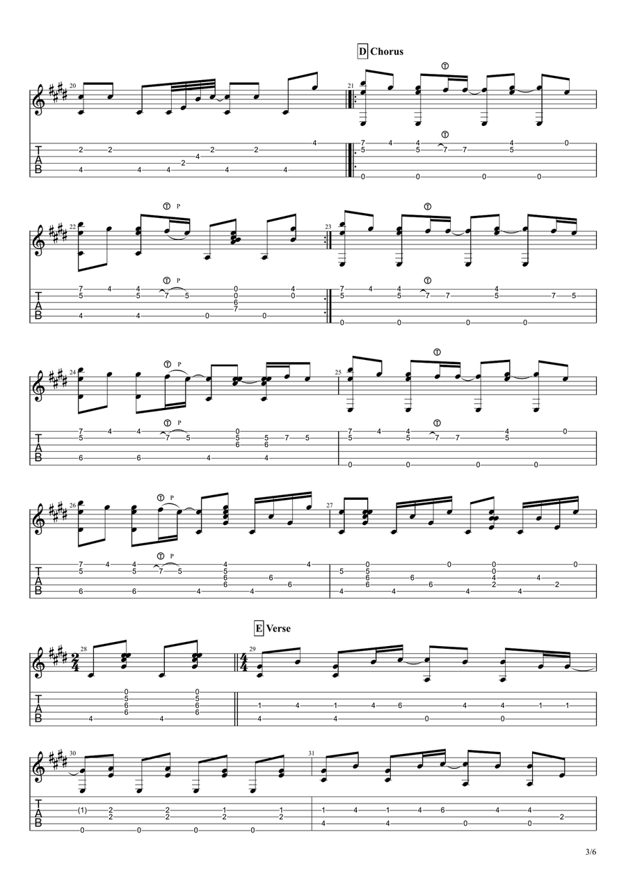 Skinny Love Guitar Tablature scores gallery preview page 3