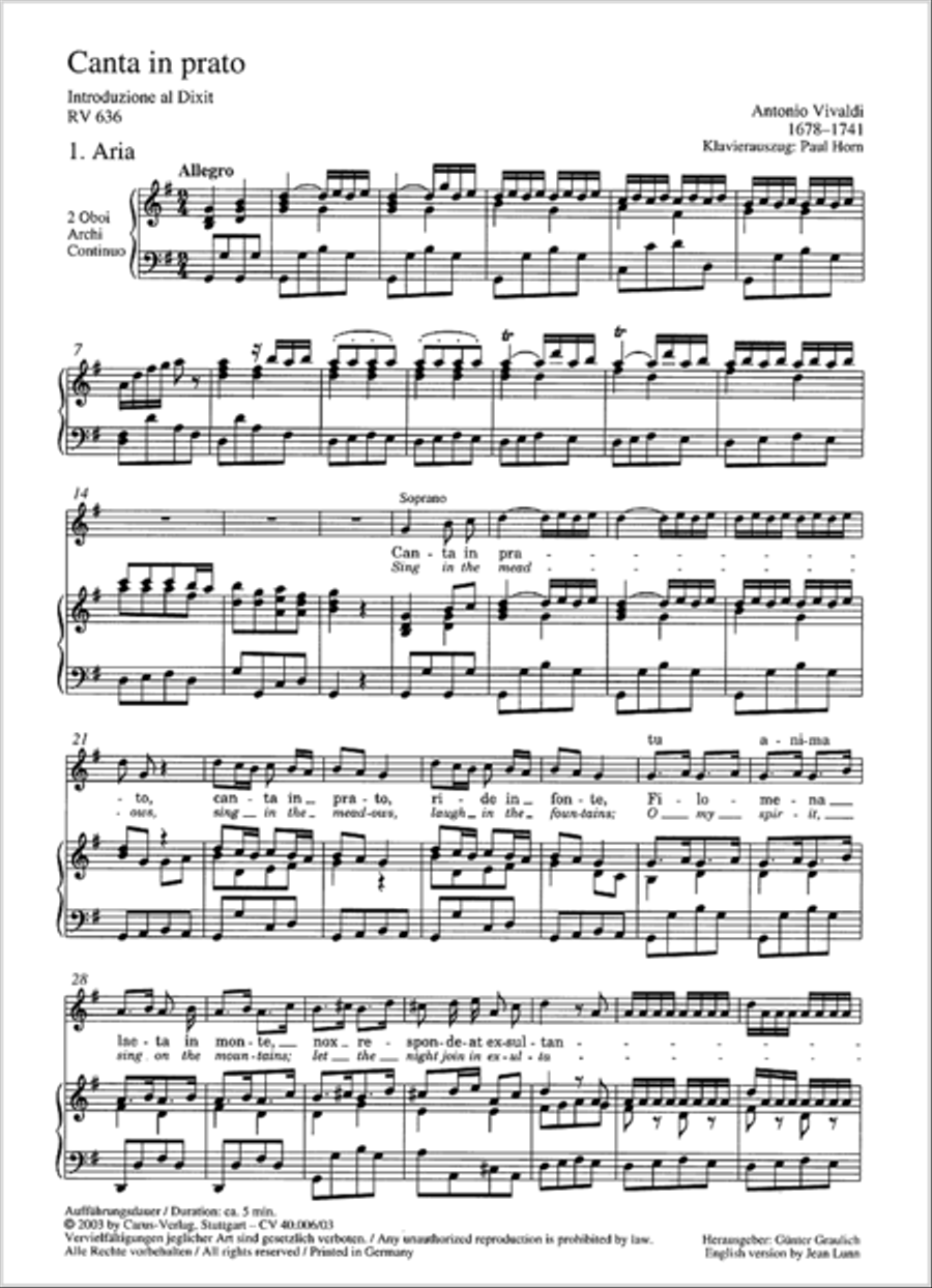 Sing in the meadows (Canta in prato) Soprano Voice scores gallery preview page 2