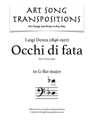 Book cover for DENZA: Occhi di fata (transposed to G-flat major, bass clef)