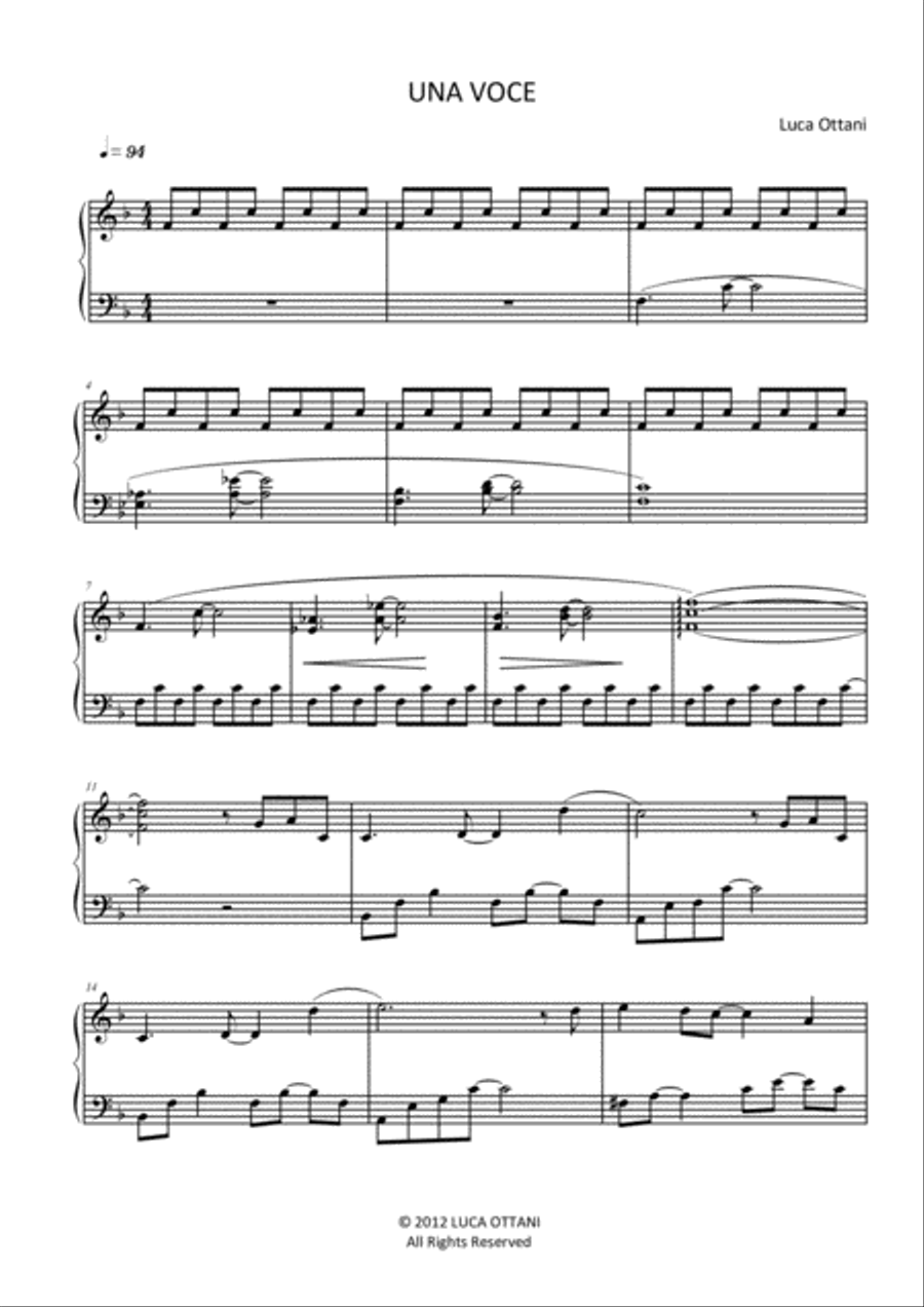 Una voce (A Voice) - Piano solo - Luca Ottani Piano Solo scores gallery preview page 2