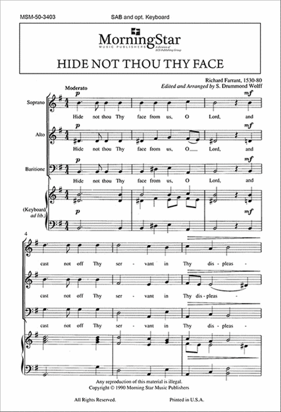 Hide Not Thou Thy Face 3-Part scores gallery preview page 1