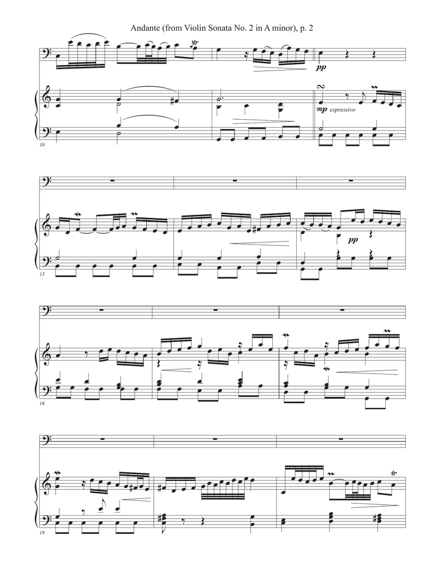Andante from Violin Sonata No. 2 (Bach) [Trombone, Cello or Bassoon] Bassoon scores gallery preview page 2