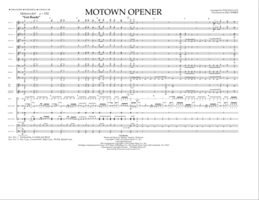 Motown Theme Show Opener (arr. Tom Wallace) - Full Score Marching Band scores gallery preview page 1