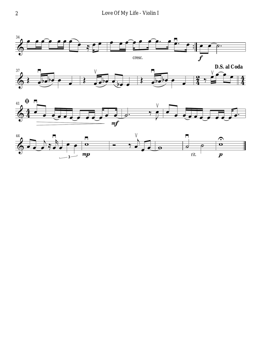 Love Of My Life String Quartet scores gallery preview page 2