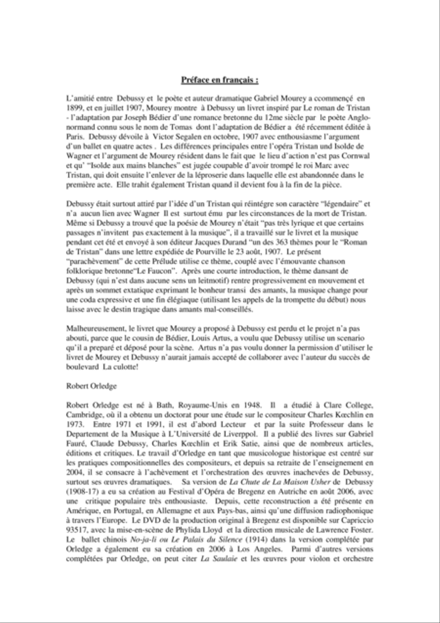 Claude Debussy/Robert Orledge: Prélude à L'Histoire de Tristan for orchestra, score only Full Orchestra scores gallery preview page 4