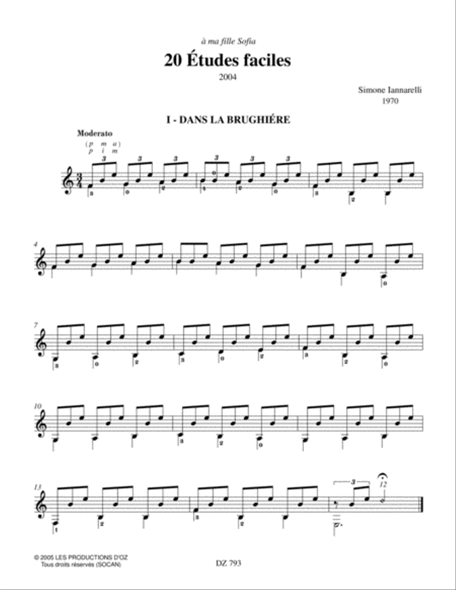 20 études faciles 20 études faciles Classical Guitar scores gallery preview page 3