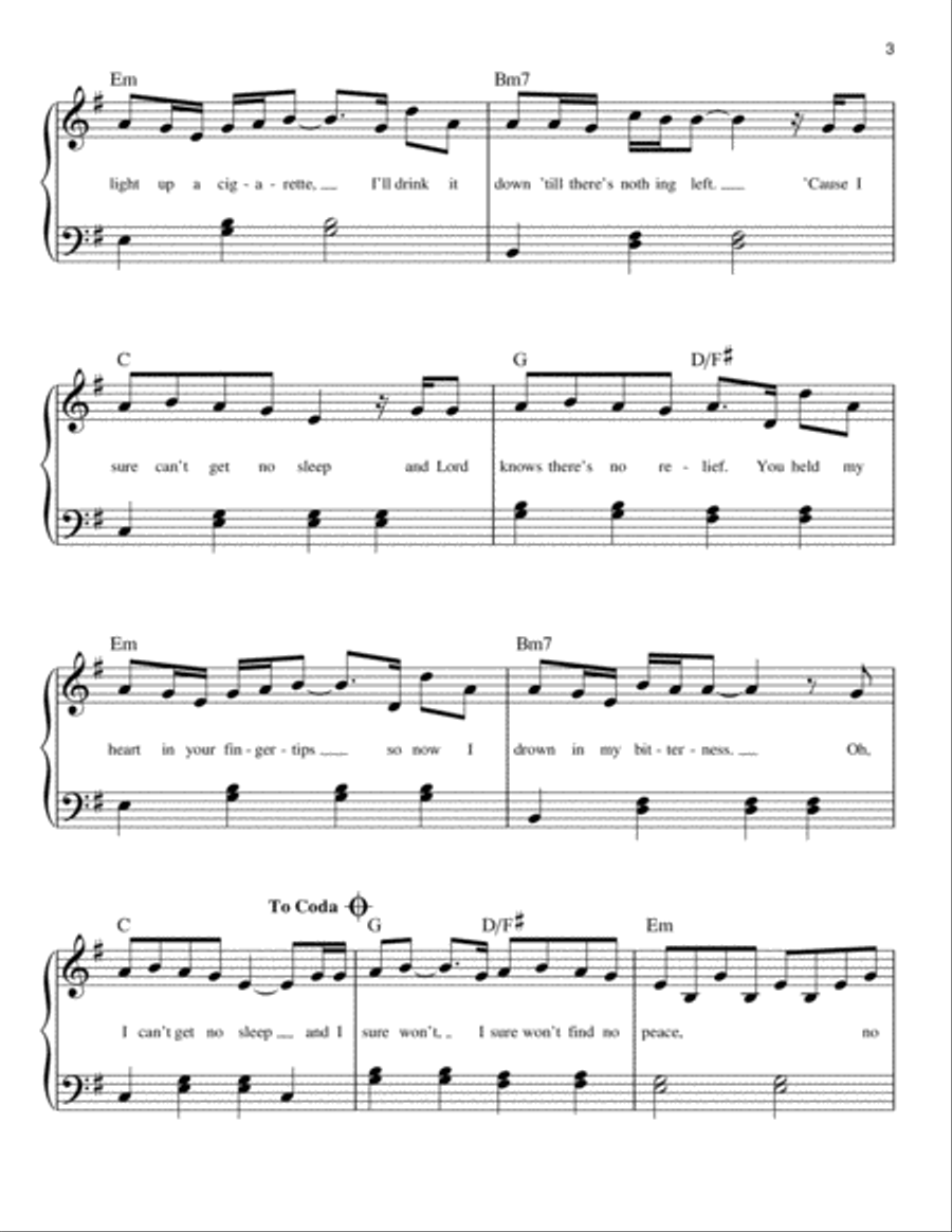 No Peace (feat. YEBBA) Easy Piano scores gallery preview page 3