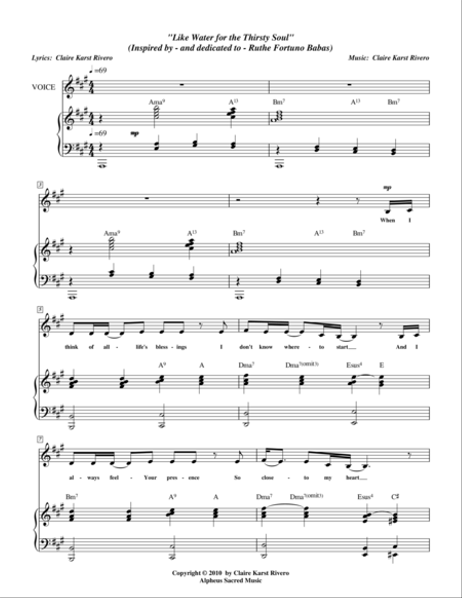 Like Water for the Thirsty Soul Voice Solo scores gallery preview page 1