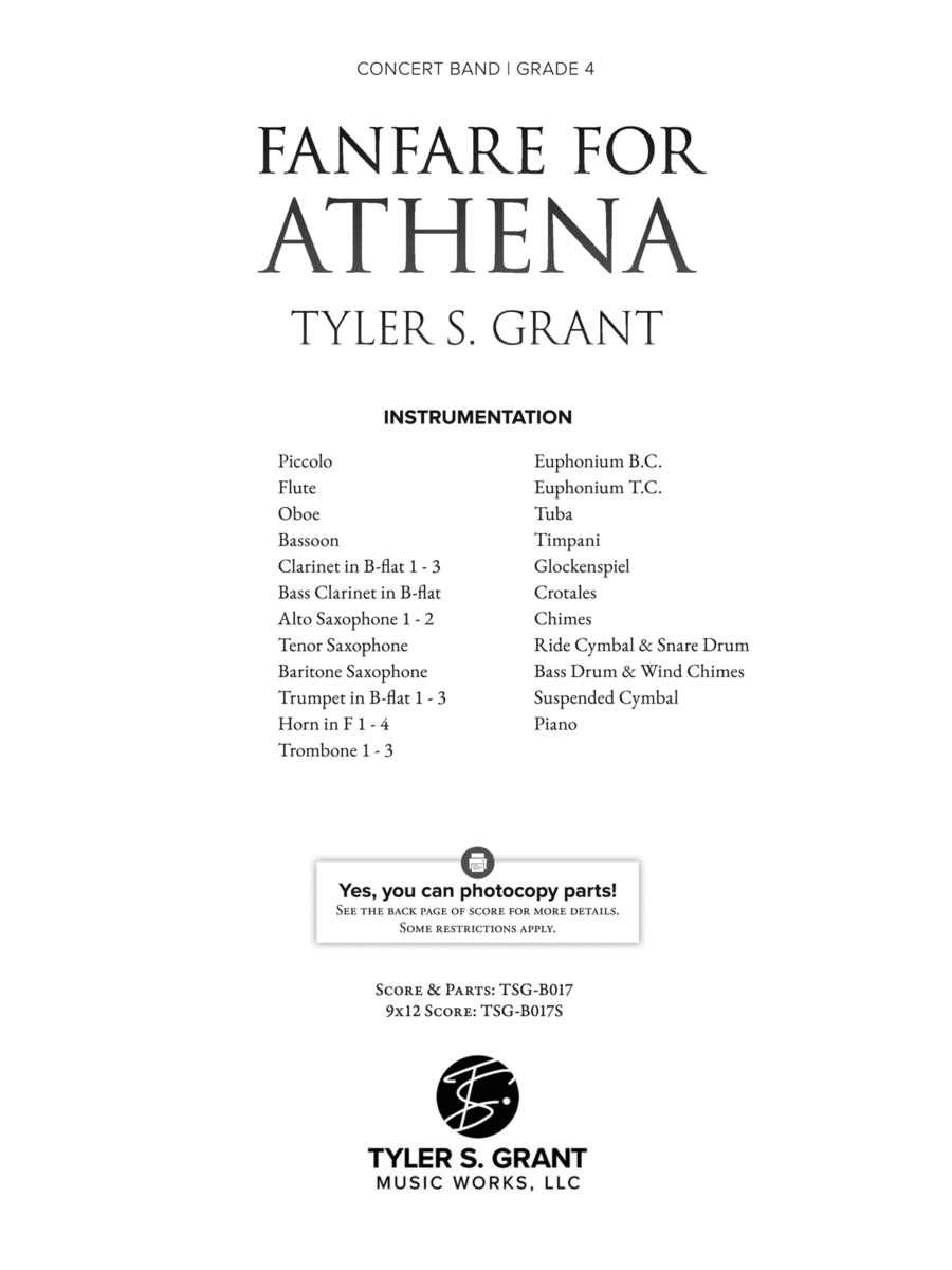Fanfare for Athena: Score