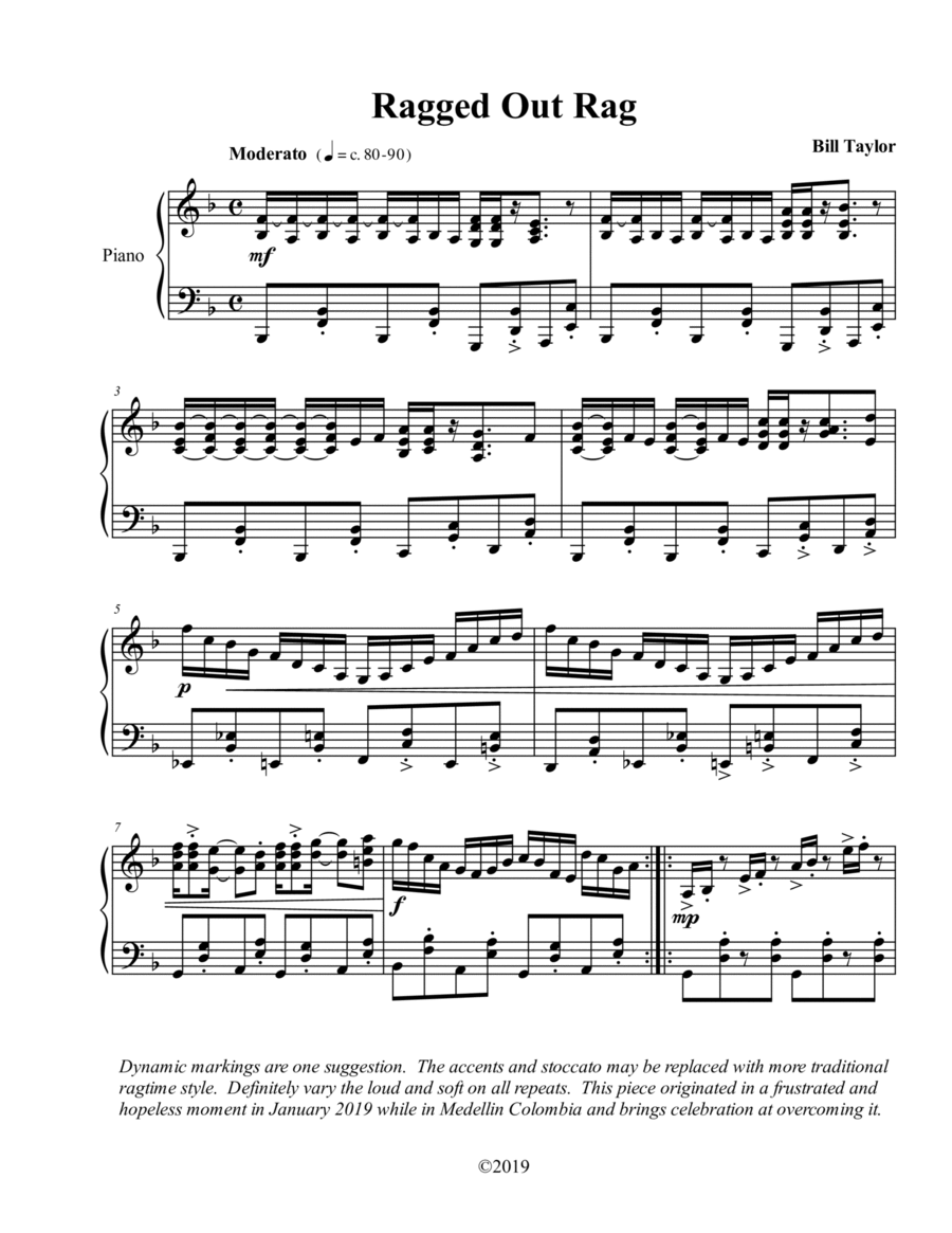 Ragged Out Rag Ragged Out Rag Piano Solo scores gallery preview page 1