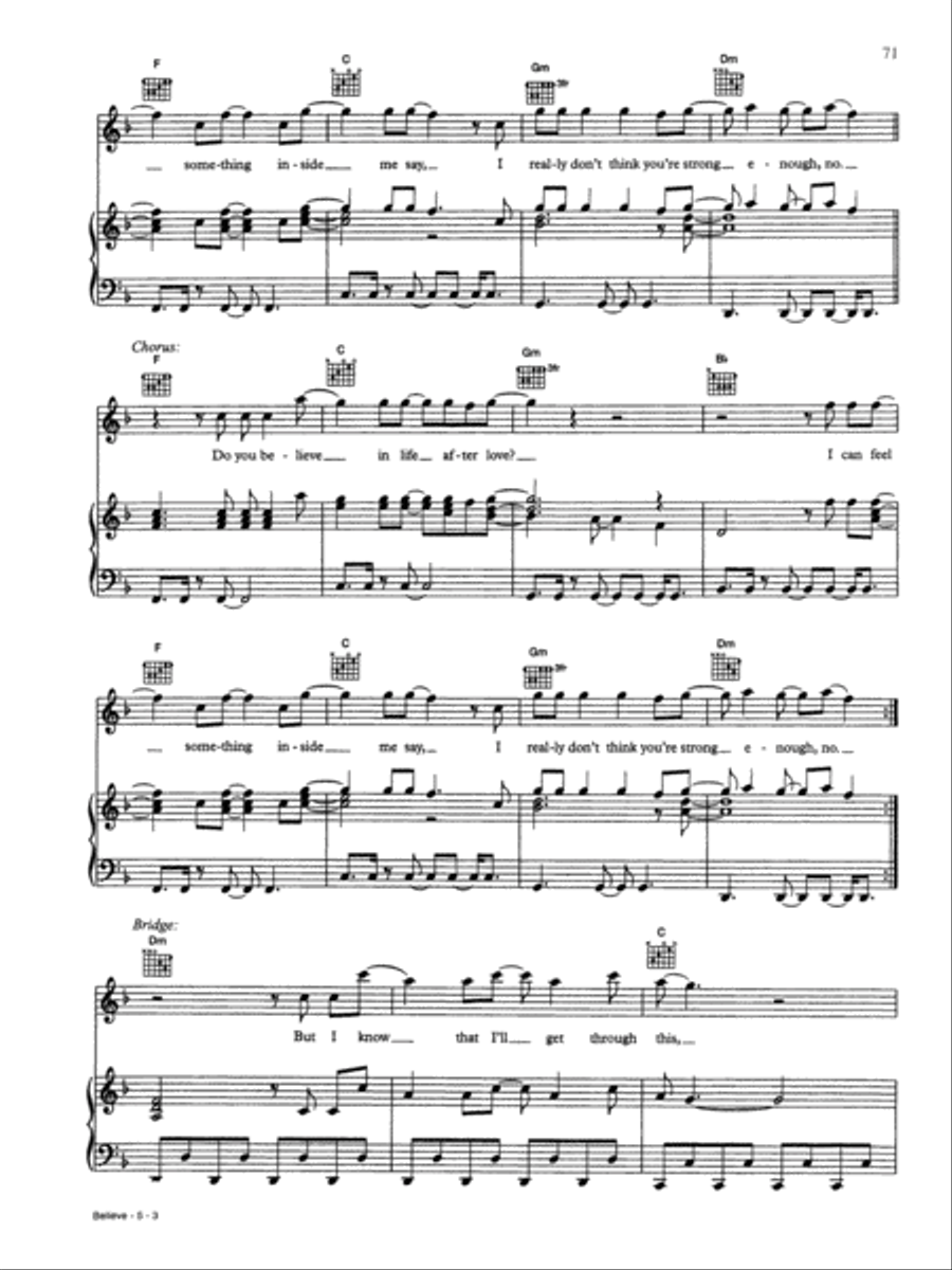 Believe Piano, Vocal, Guitar scores gallery preview page 3