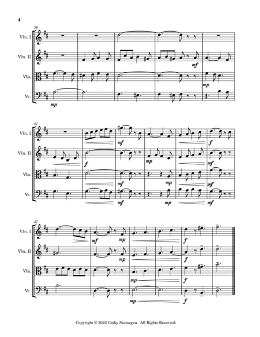 I’ll Take You Home Again, Kathleen (String Quartet: Two Violins, Viola, Violoncello) String Quartet scores gallery preview page 5