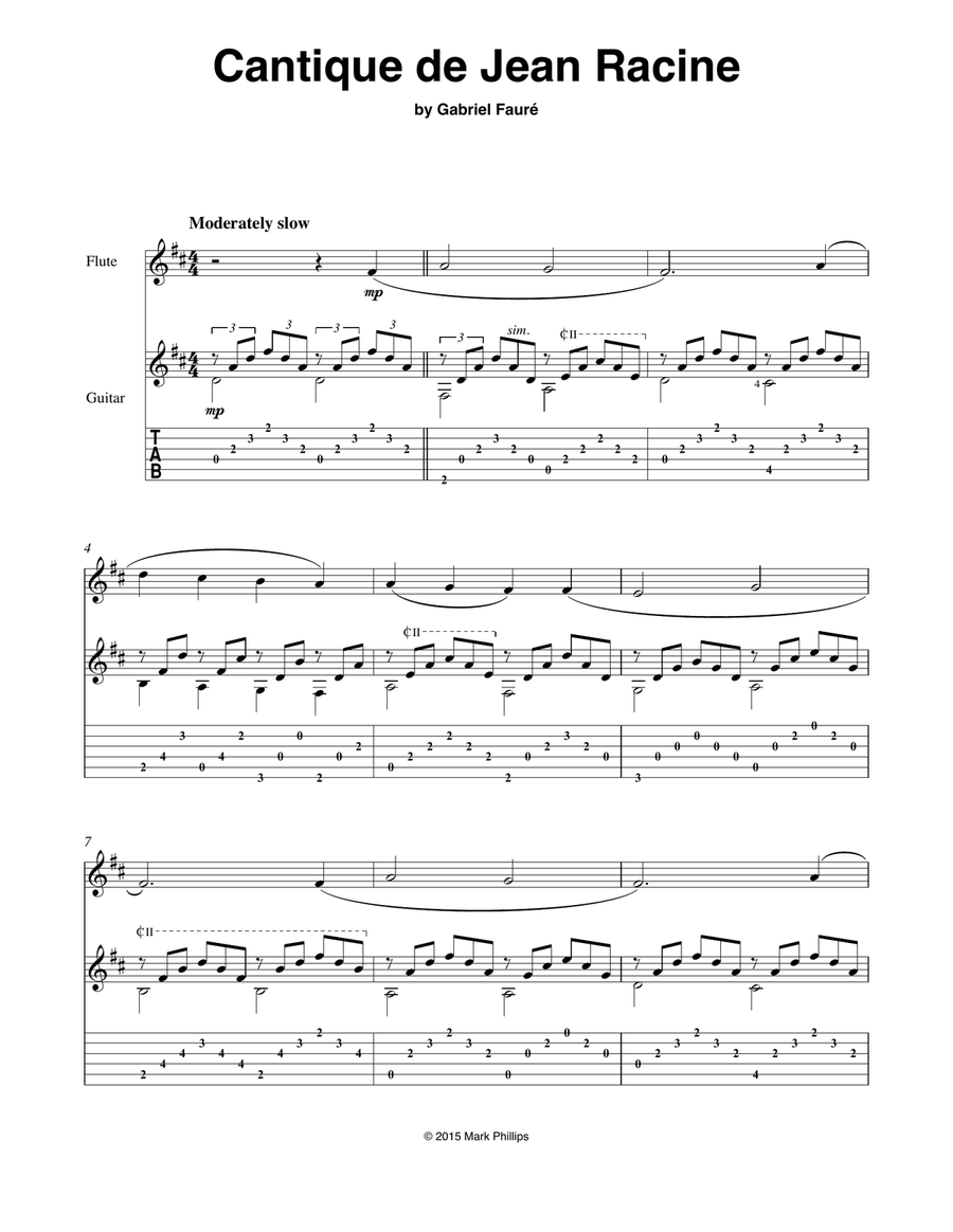 Cantique de Jean Racine Flute scores gallery preview page 1
