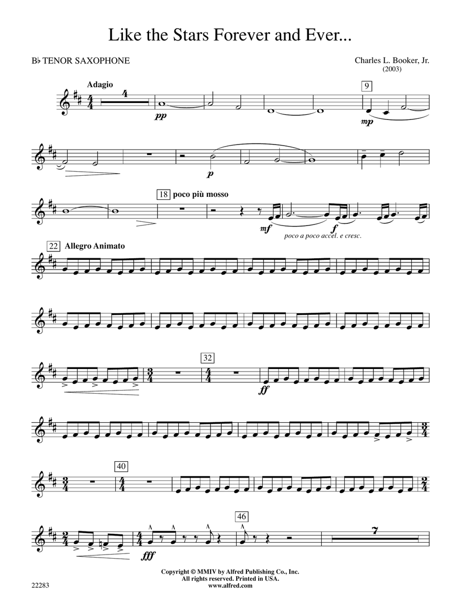Like the Stars Forever and Ever ...: B-flat Tenor Saxophone