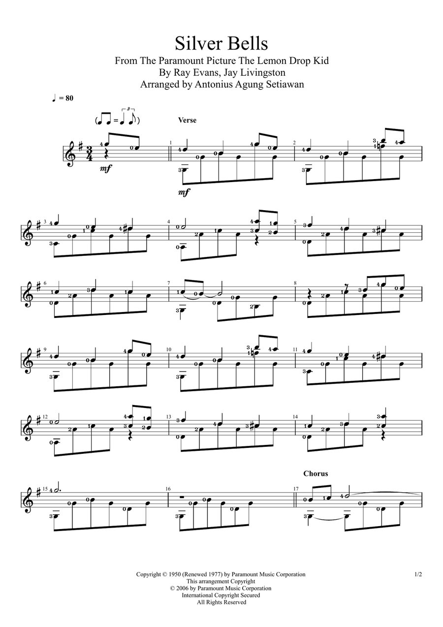 Silver Bells Guitar Solo scores gallery preview page 1