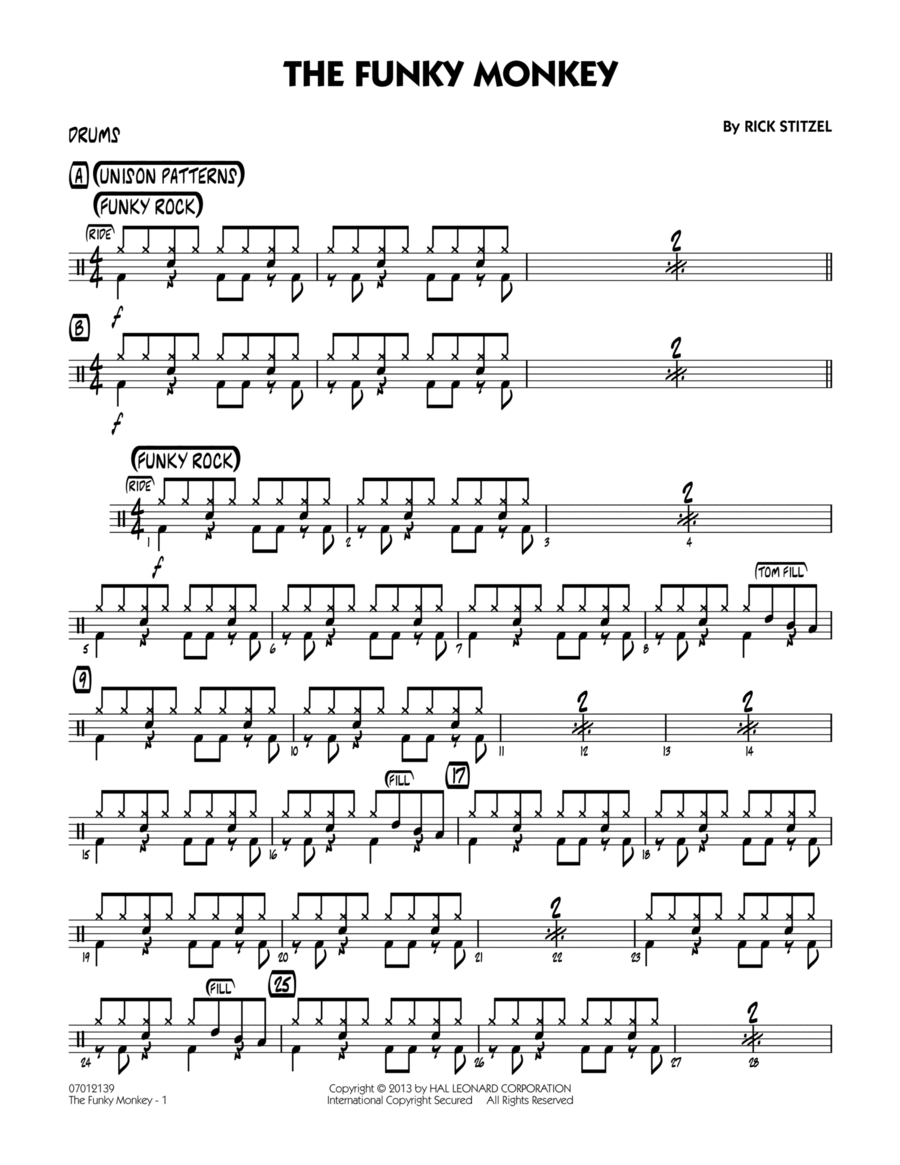 The Funky Monkey - Drums Jazz Ensemble scores gallery preview page 1