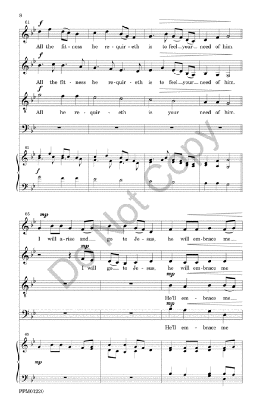 I Will Arise and Go to Jesus 4-Part scores gallery preview page 9