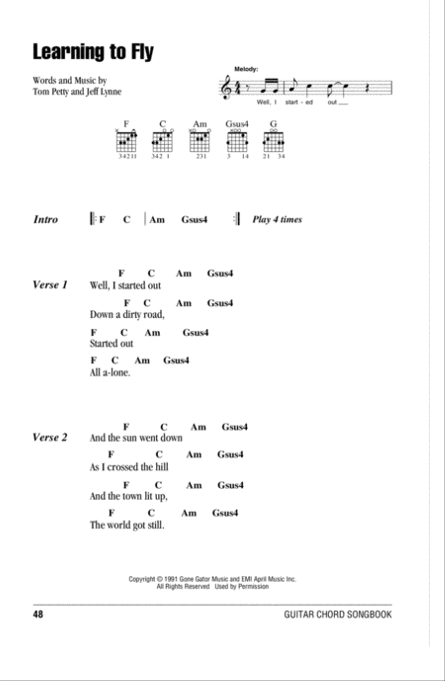 Learning To Fly Acoustic Guitar scores gallery preview page 1