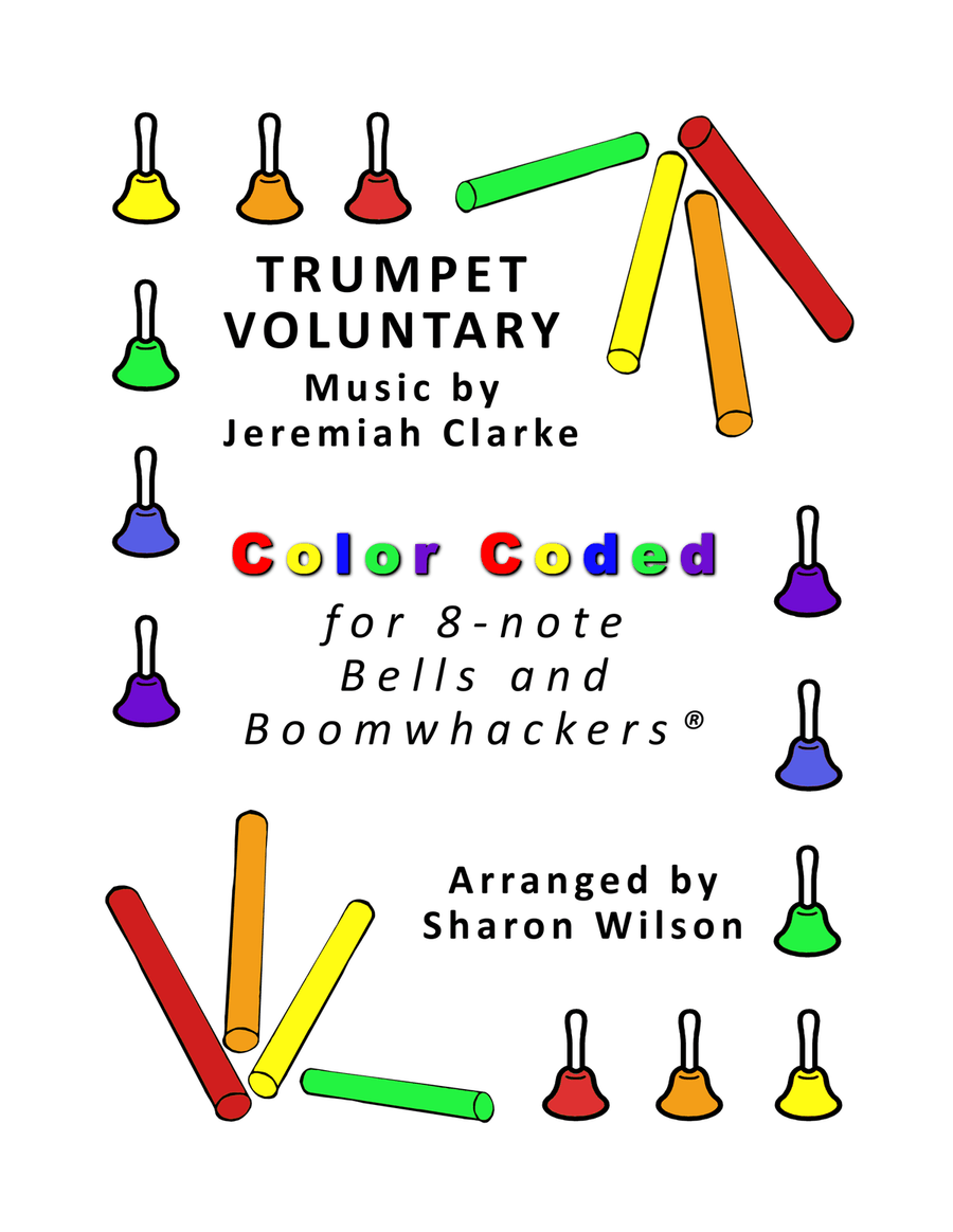 Trumpet Voluntary for 8-note Bells and Boomwhackers® (with Color Coded Notes) Handbell Choir scores gallery preview page 1