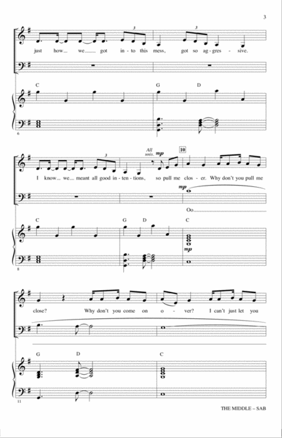 The Middle (arr. Mac Huff) 3-Part scores gallery preview page 2