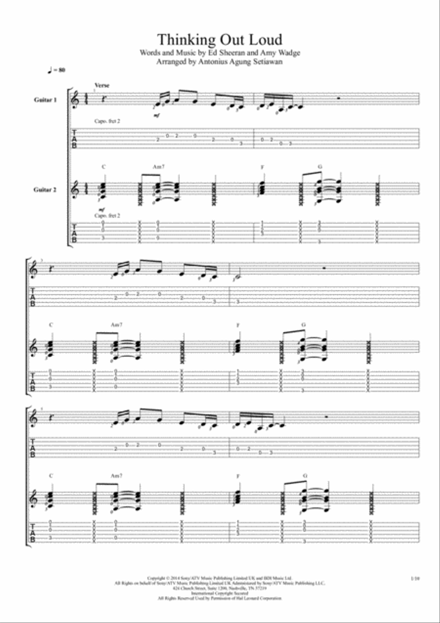 Thinking Out Loud Thinking Out Loud Electric Guitar scores gallery preview page 1