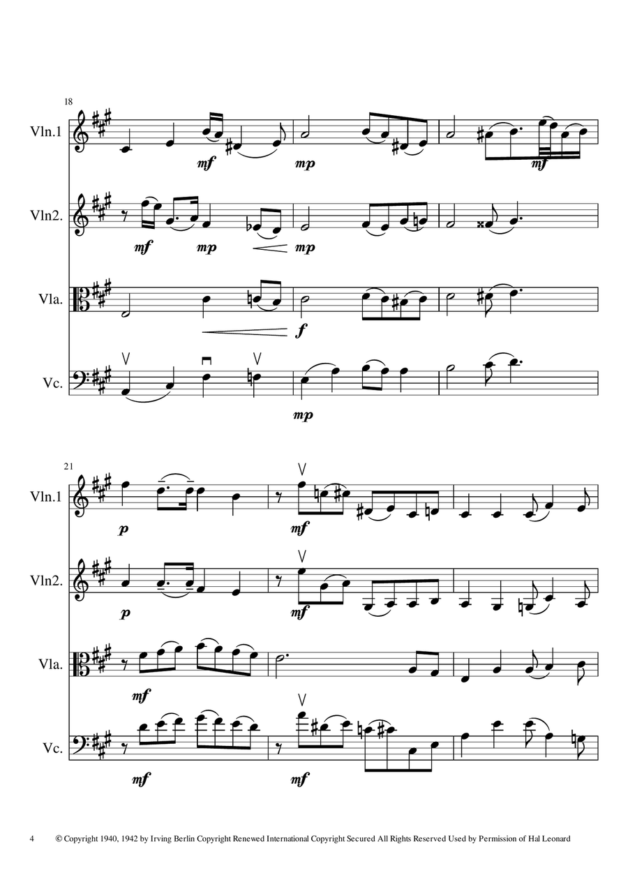 White Christmas String Quartet scores gallery preview page 4