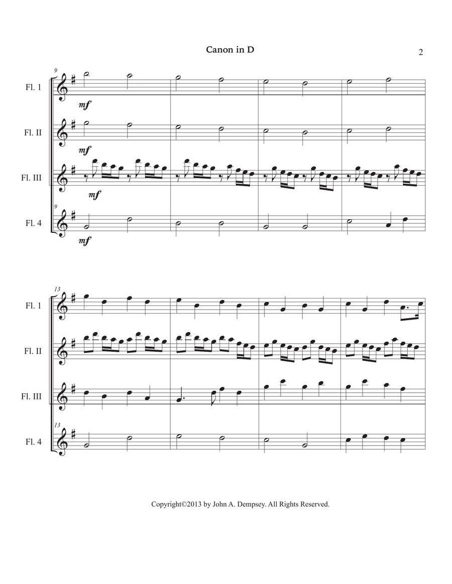 Canon in D (in G major): Flute Quartet Flute Quartet scores gallery preview page 6