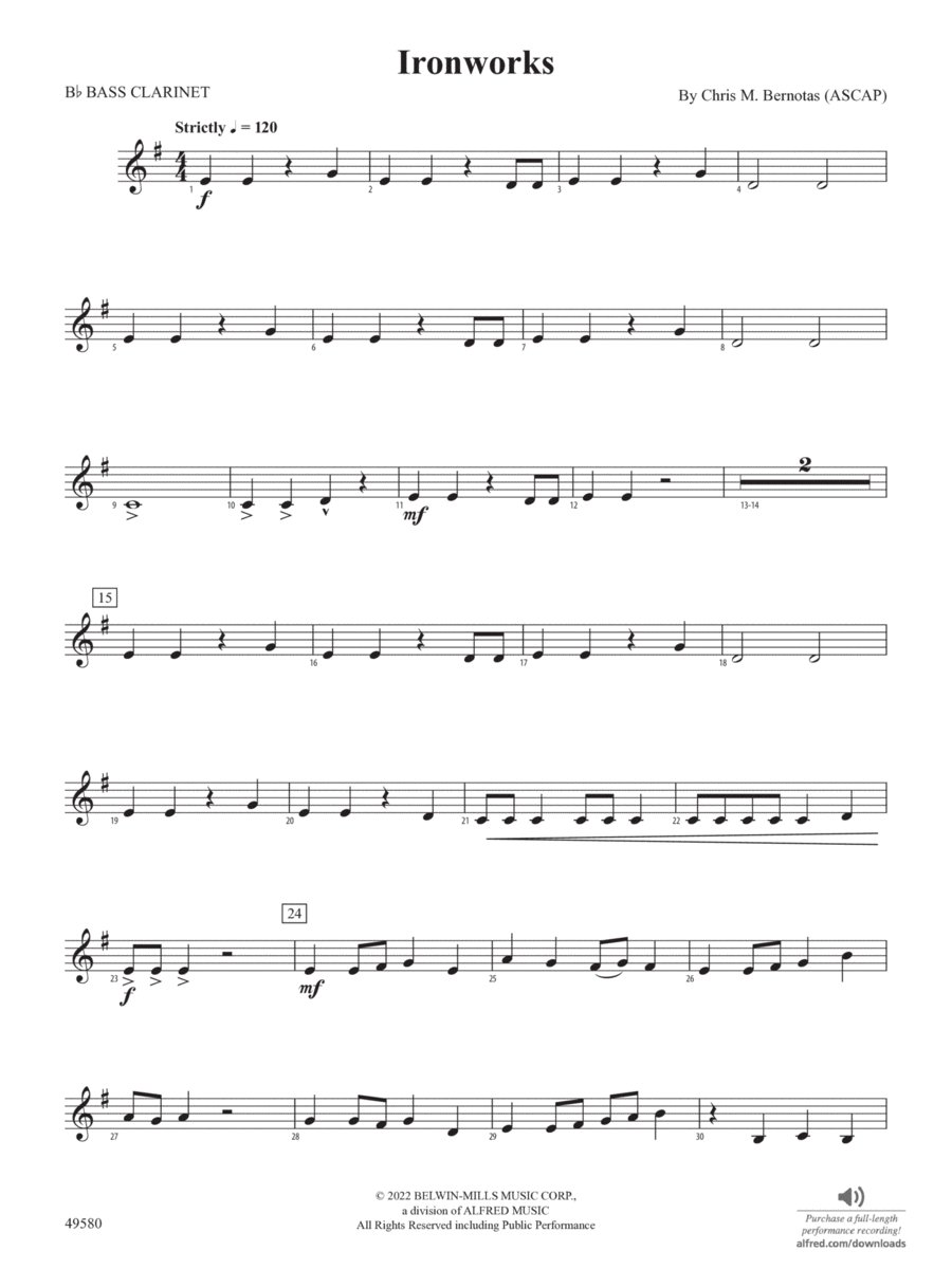 Ironworks: B-flat Bass Clarinet Concert Band scores gallery preview page 1