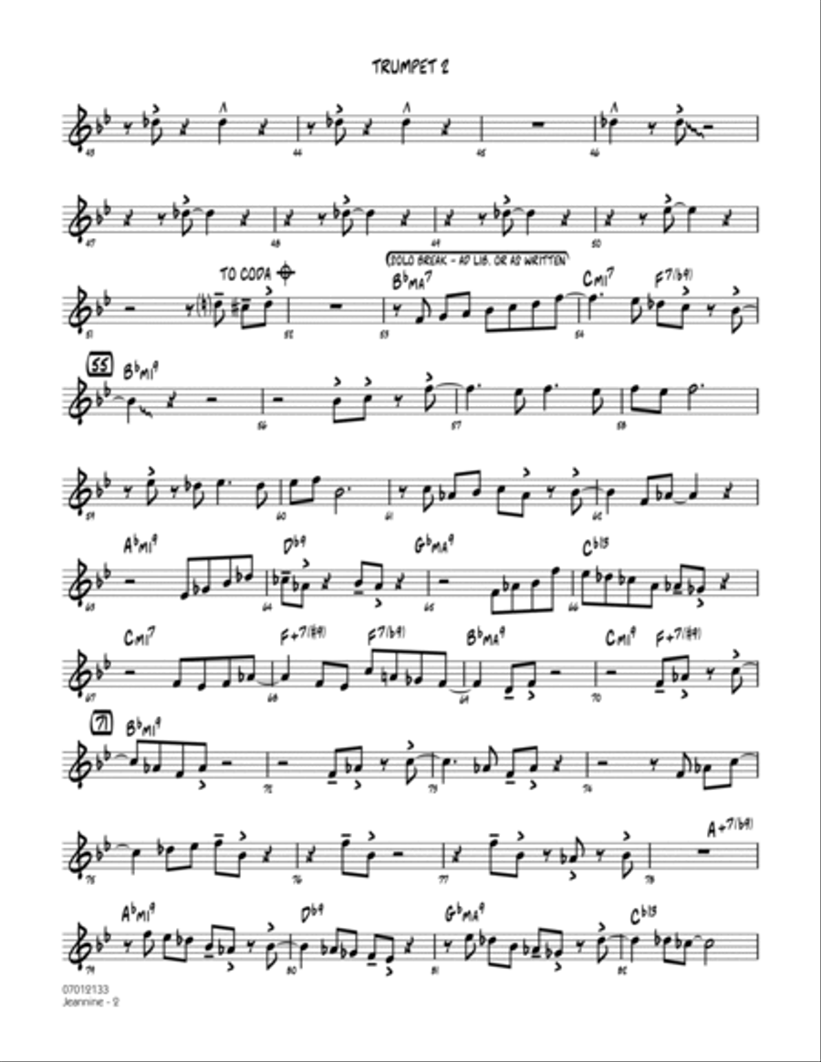 Jeannine - Trumpet 2 Jeannine - Trumpet 2 Jazz Ensemble scores gallery preview page 2