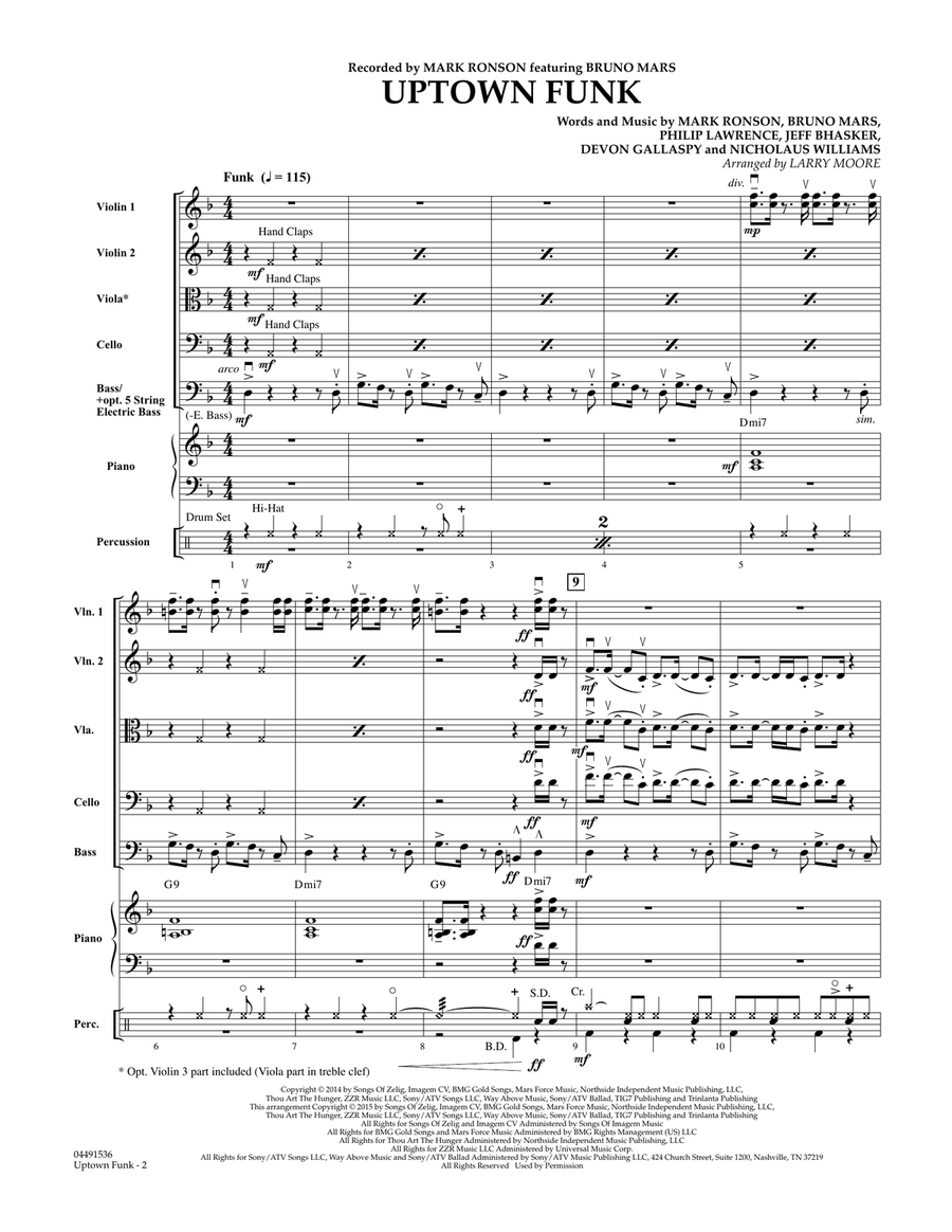 Uptown Funk - Conductor Score (Full Score) String Orchestra scores gallery preview page 2