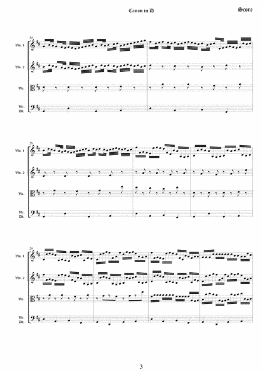 Canon in D - String Quartet or Orchestra version String Quartet scores gallery preview page 4