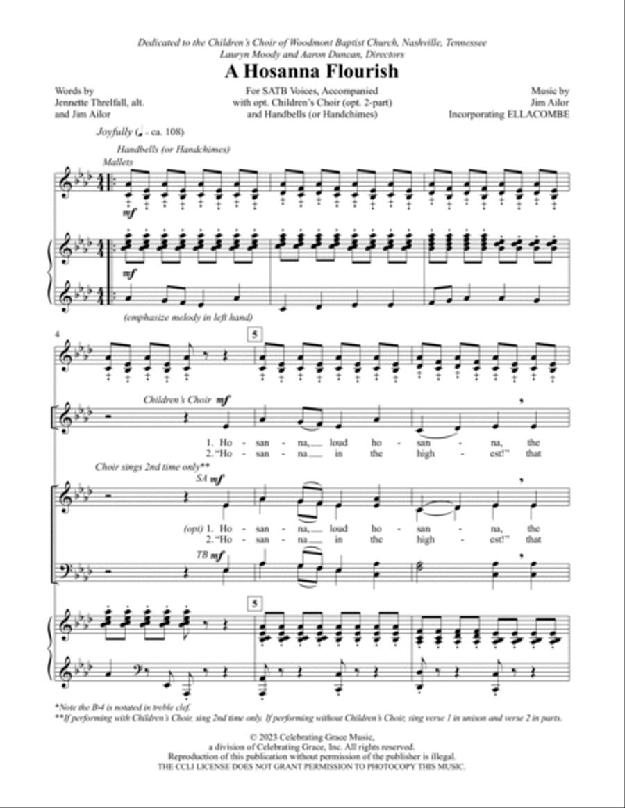 A Hosanna Flourish Handbells (Digital only) 4-Part scores gallery preview page 2