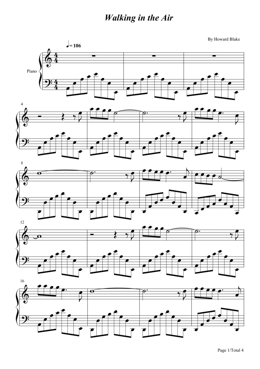 Walking In The Air Easy Piano scores gallery preview page 1