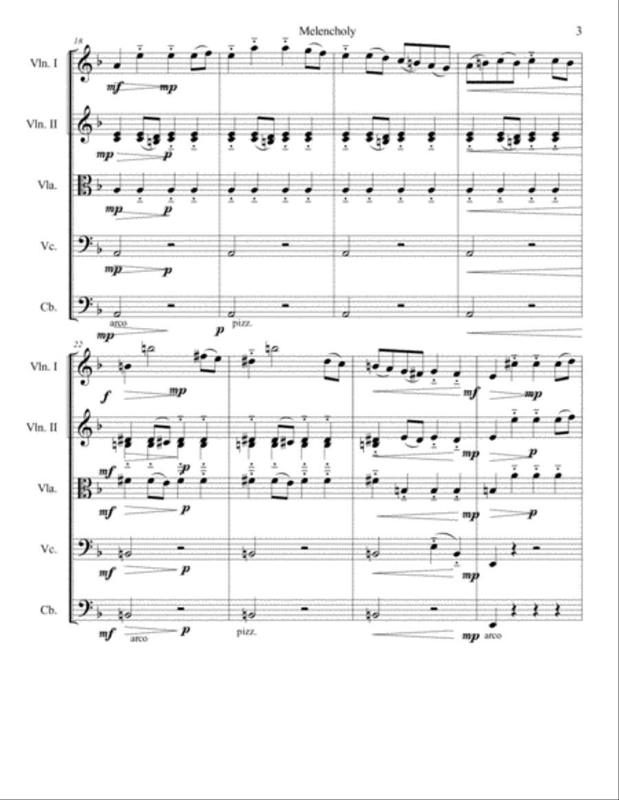 Melencholy String Orchestra scores gallery preview page 3