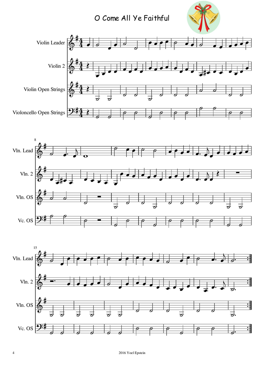 Open-string Symphony Christmas Edition: Holiday songs for mixed level violin ensemble String Orchestra scores gallery preview page 6