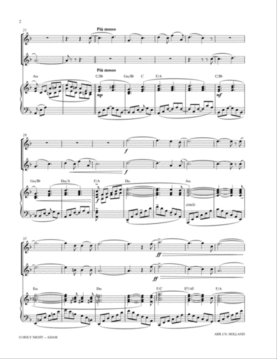 O Holy Night (Cantique de Noel) Adolphe Adam Duet for Treble Instruments in C Small Ensemble scores gallery preview page 4