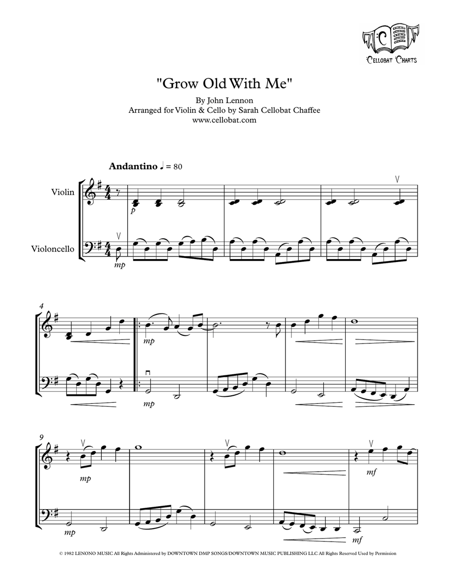 Grow Old With Me String Duet scores gallery preview page 1